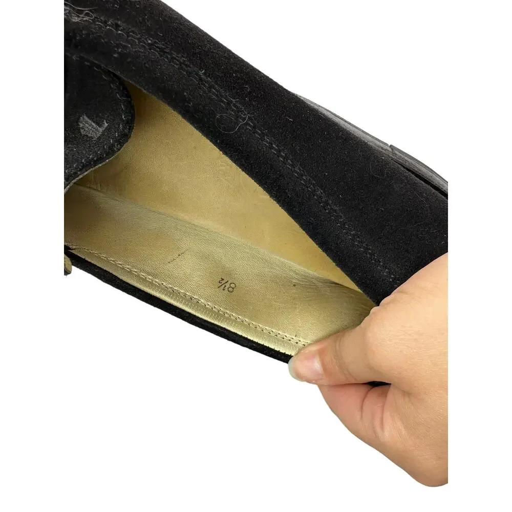 Tods women's black suede penny loafer size 8.5‎